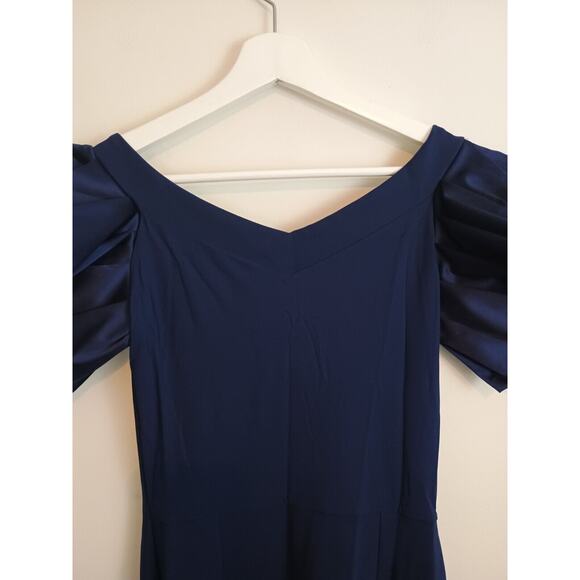Chiara Boni La Petite Robe Womens 42 (US 6) Blue Off Shoulder Eunice Dress - Picture 4 of 8